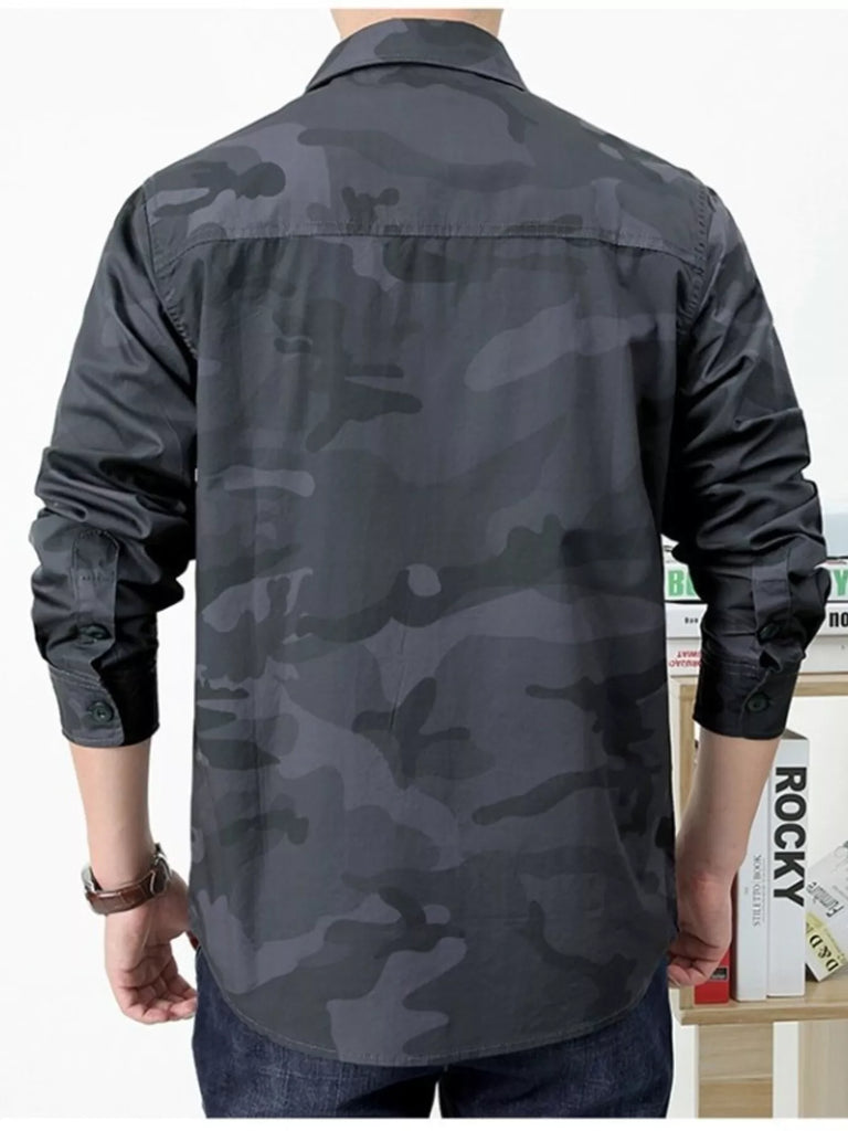 Men's Plus Size Camouflage Print Long Sleeve Shirt