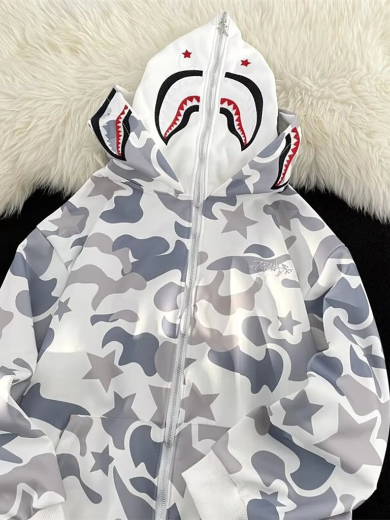 Men's Camo Print Zip-Up Hoodie