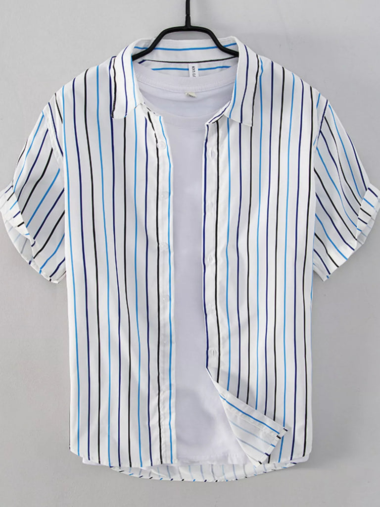 Men's Plus Size Striped Button Up Shirt