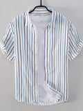 Men's Plus Size Striped Button Up Shirt thumbnail 4