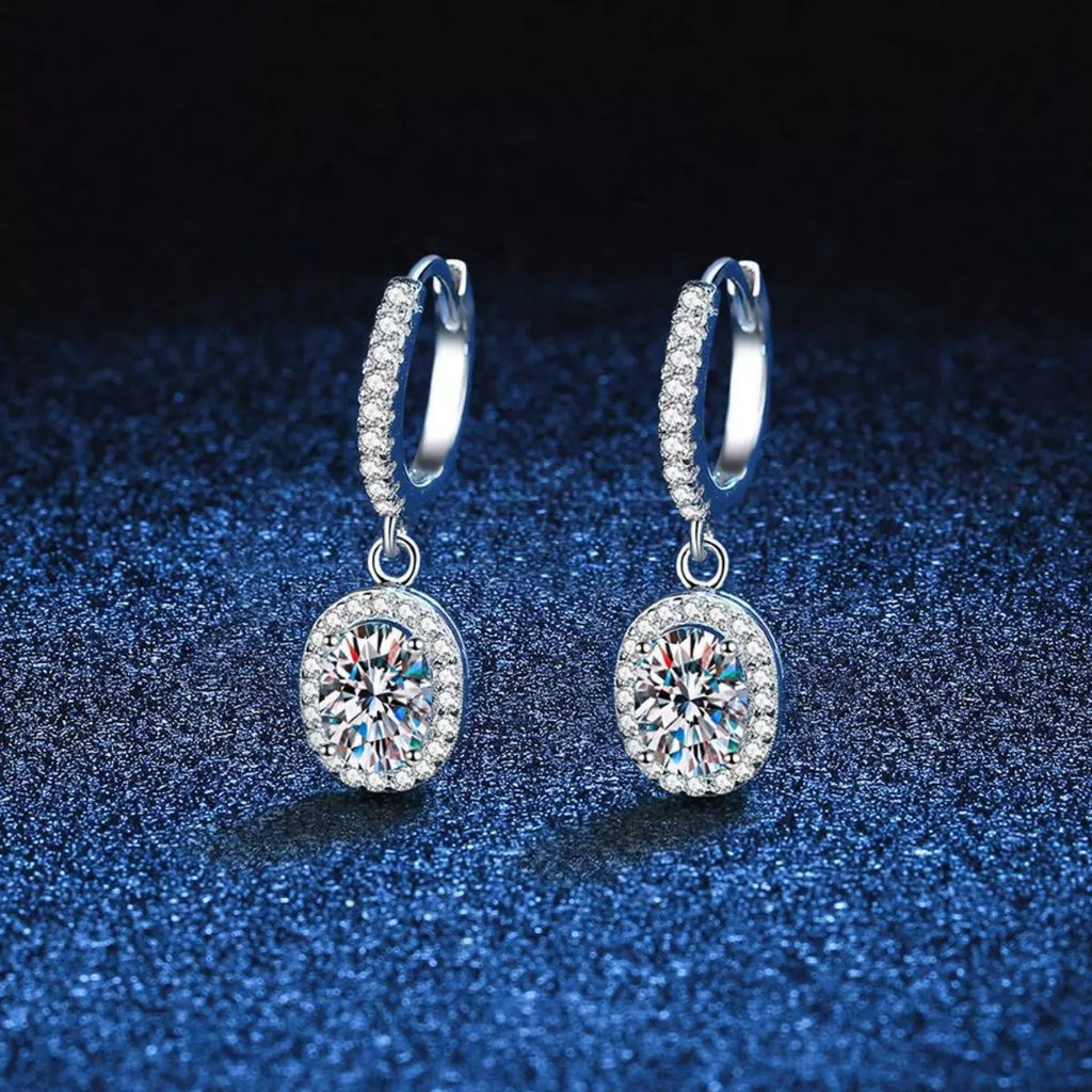 1 Carat Moissanite 925 Sterling Silver Drop Earrings