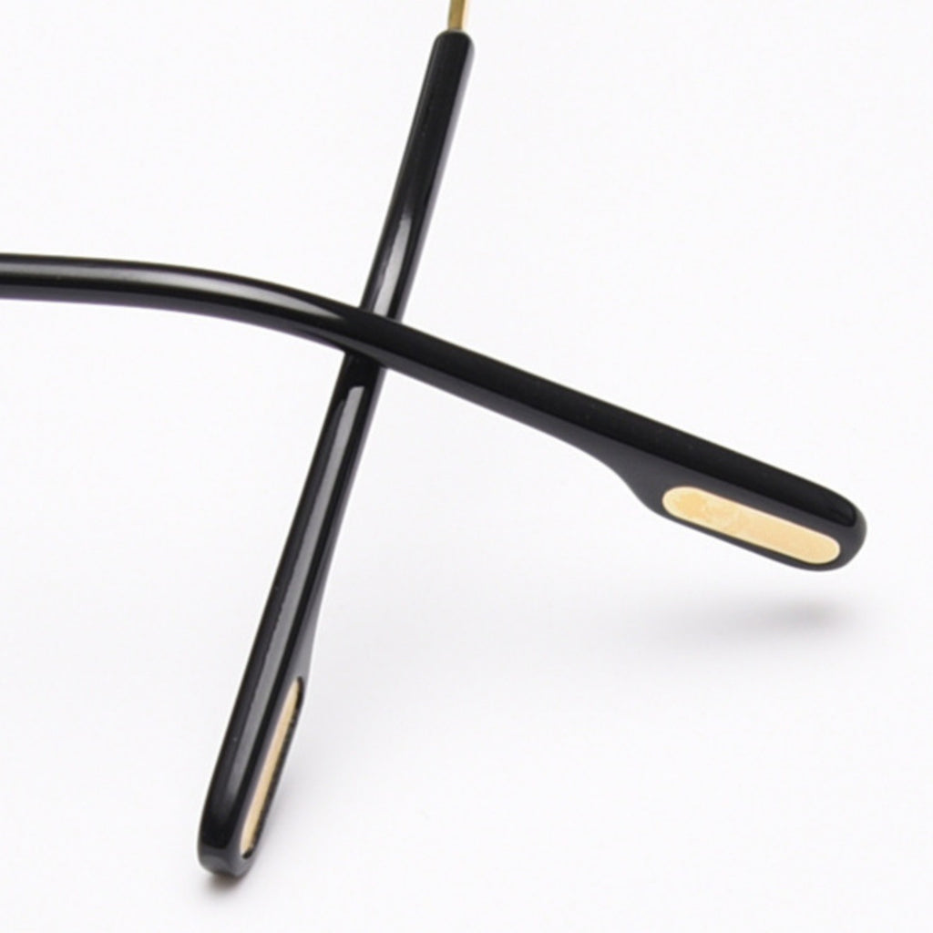 Rimless Oval Sunglasses with Gold Frame