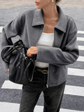 Zip-Up Dropped Shoulder Jacket thumbnail 9