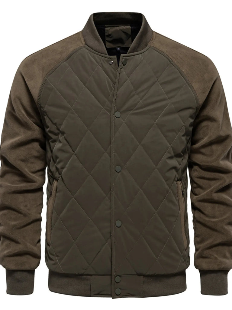 Men's Quilted Snap Down Long Sleeve Jacket