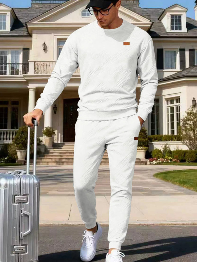 Men's Full Size Casual Textured Top and Pants Set Plus Size