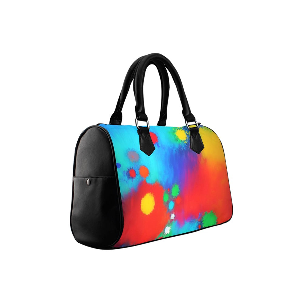 Abstract Art Barrel Type Handbag – Canvas & PU Leather Printed Handbag