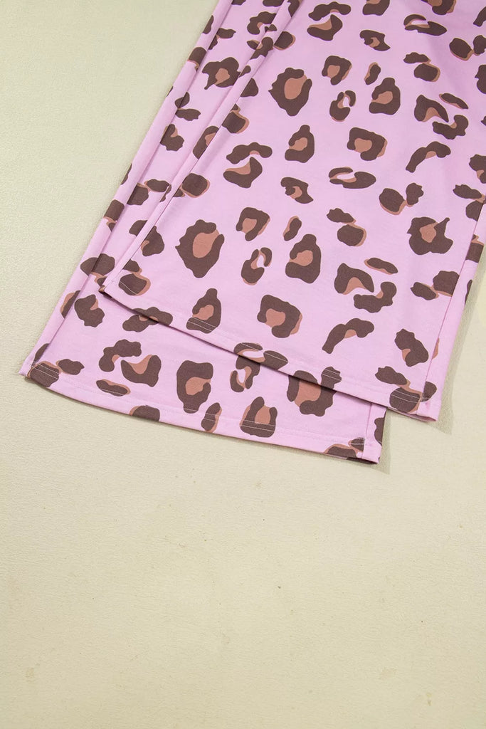 Drawstring Leopard Print Patch Pocket Loose Pants