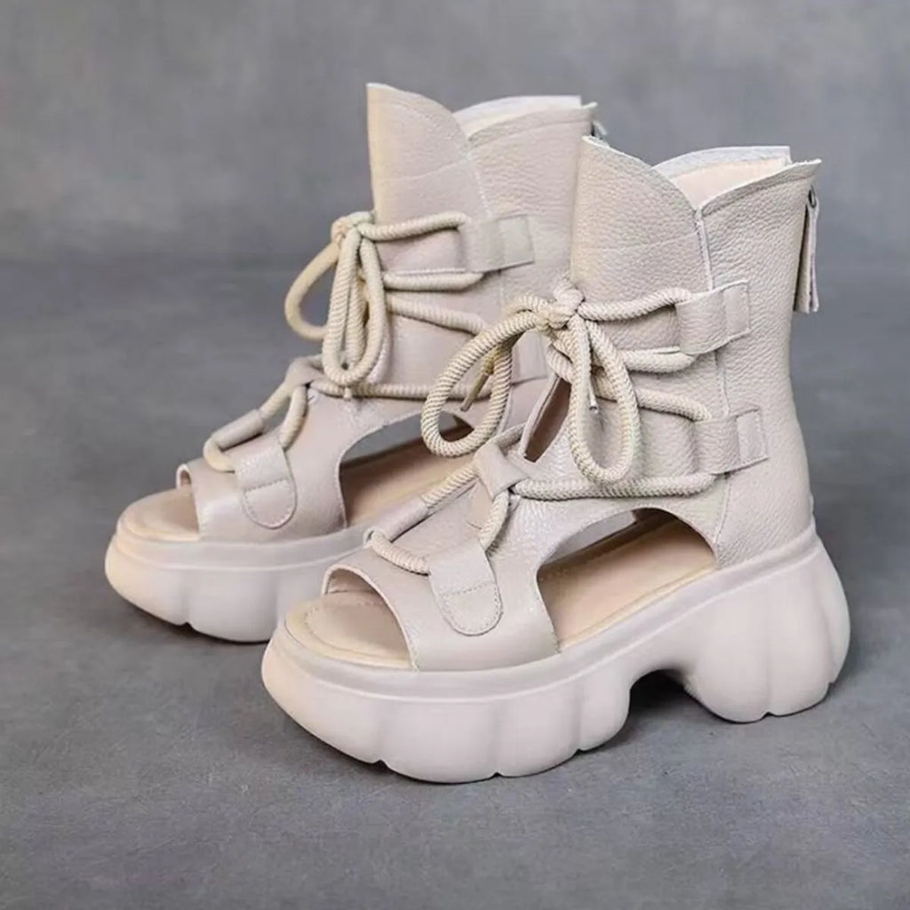 Chunky Platform Lace-Up Sandals