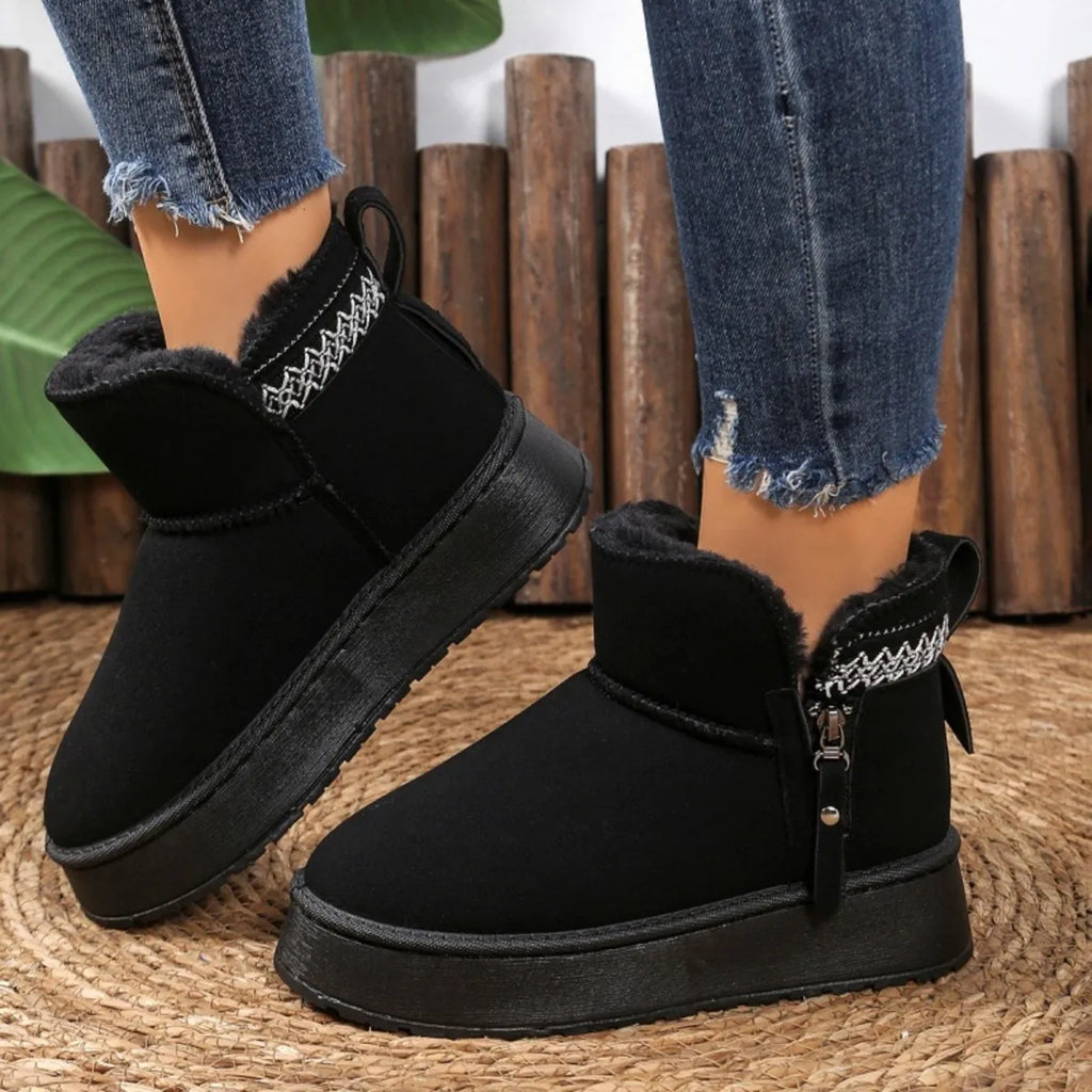 Suede Ankle Boots with Decorative Strap
