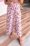 Drawstring Leopard Print Patch Pocket Loose Pants thumbnail 1