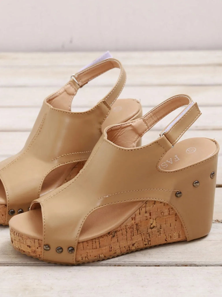 Cutout Wedge Platform Sandals
