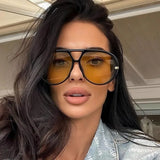 Aviator Fashion Sunglasses with Yellow Tinted Lenses thumbnail 1