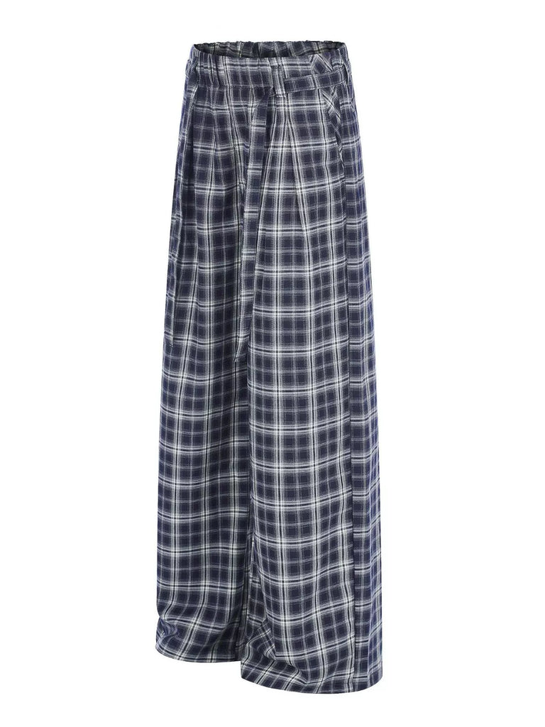 Men's Plaid Wide-Leg Pants