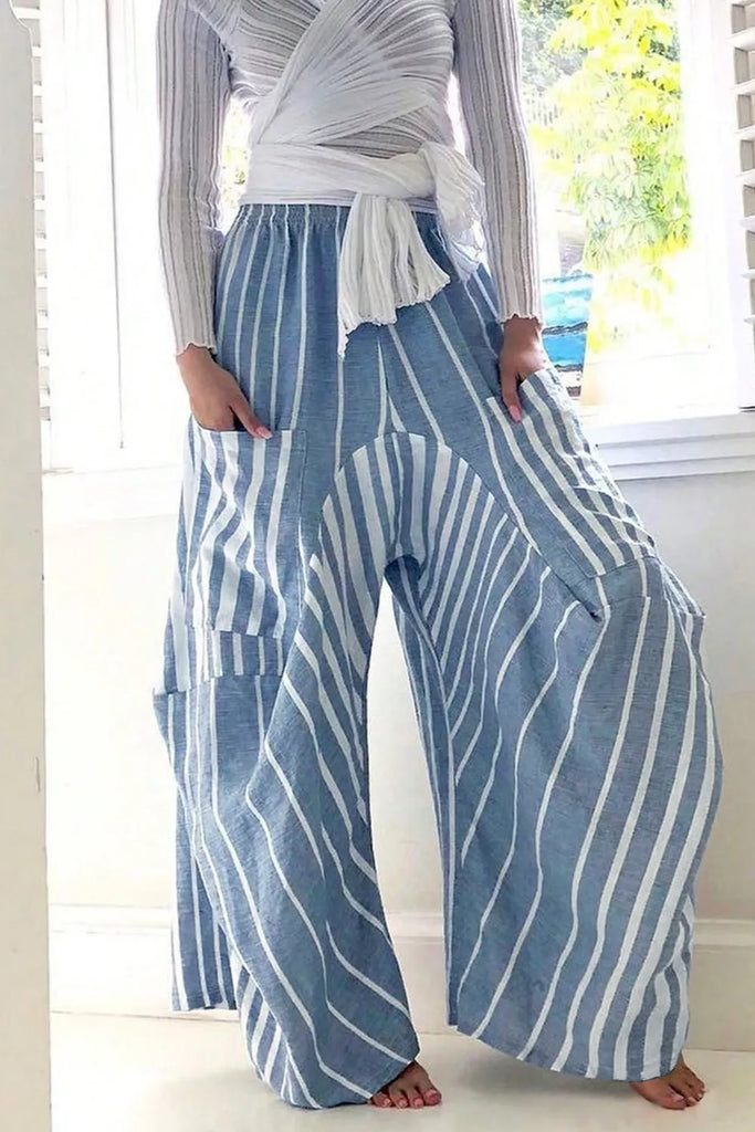 Striped Wide-Leg Pants