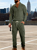 Men's Full Size Casual Button Detail Top and Pants Set Plus Size thumbnail 5