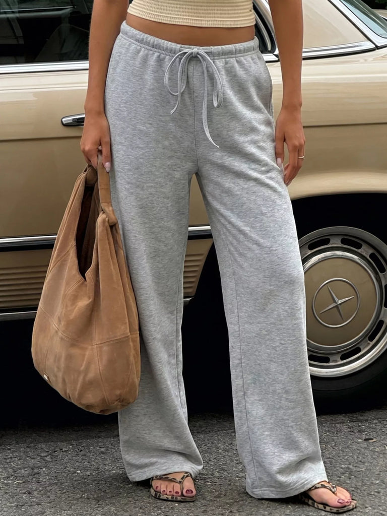 Drawstring Wide-Leg Sweatpants