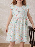 Children's Ruffle Sleeve Cartoon Print Dress thumbnail 1