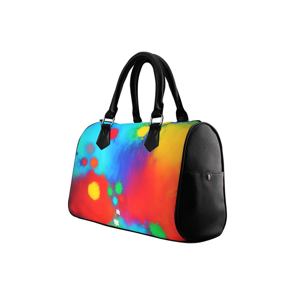 Abstract Art Barrel Type Handbag – Canvas & PU Leather Printed Handbag