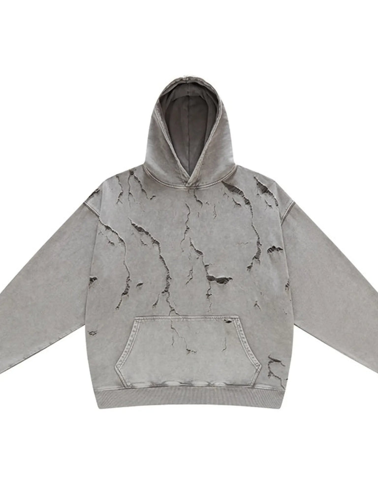 Men's Distressed Long Sleeve Hoodie