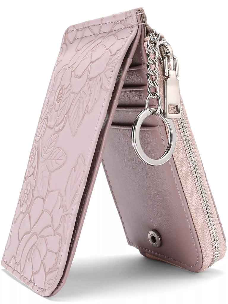 Embossed Floral Leather Bifold Wallet