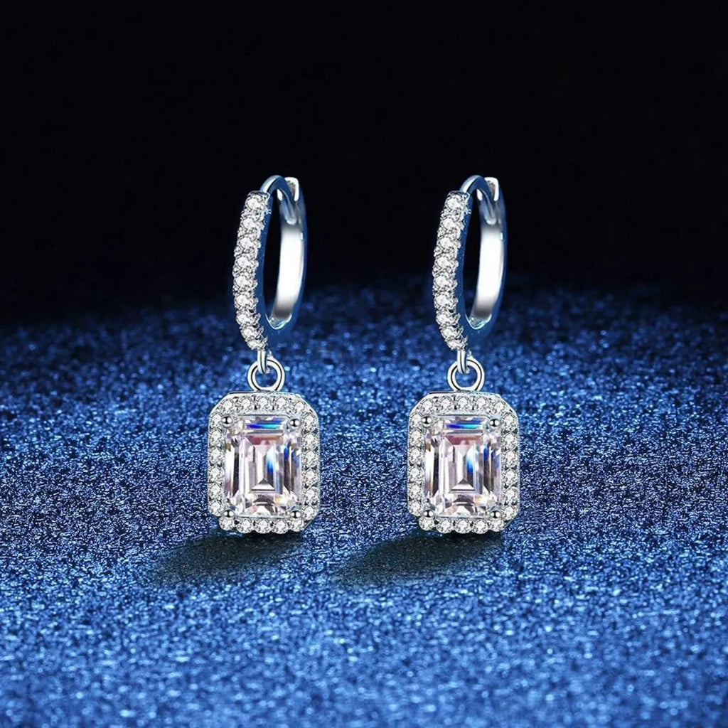 1 Carat 925 Sterling Silver Moissanite Drop Earrings