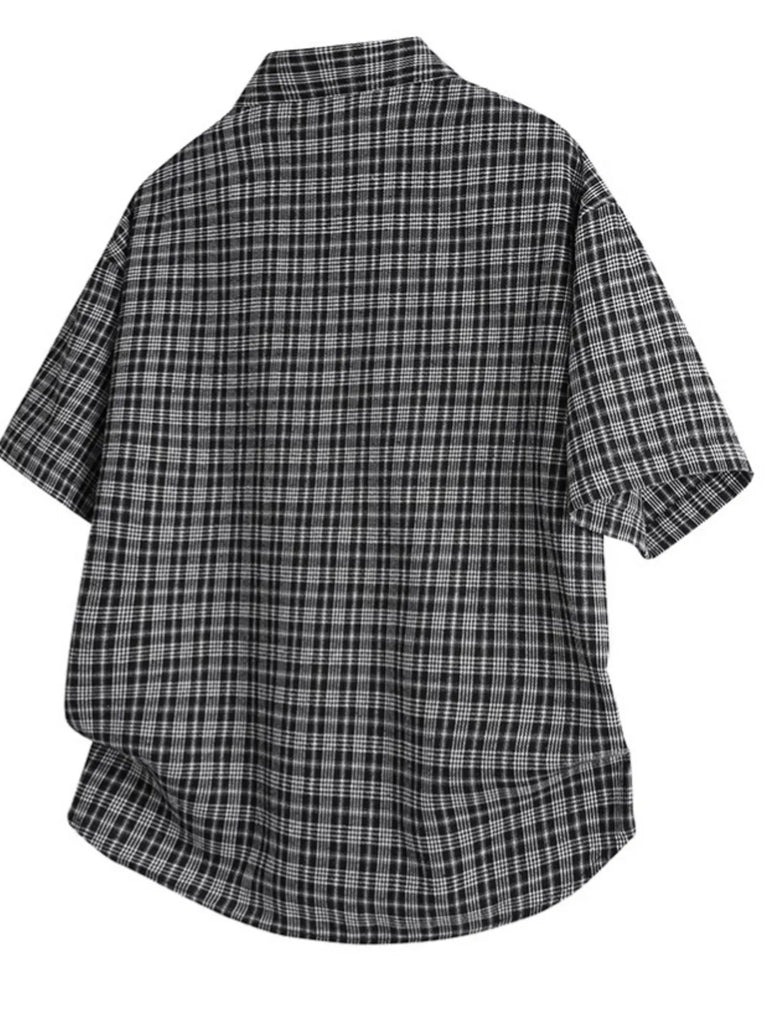 Men's Plus Size Plaid Short Sleeve Shirt