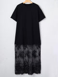 Floral Patchwork Short Sleeve T Shirt Loose Dress thumbnail 17