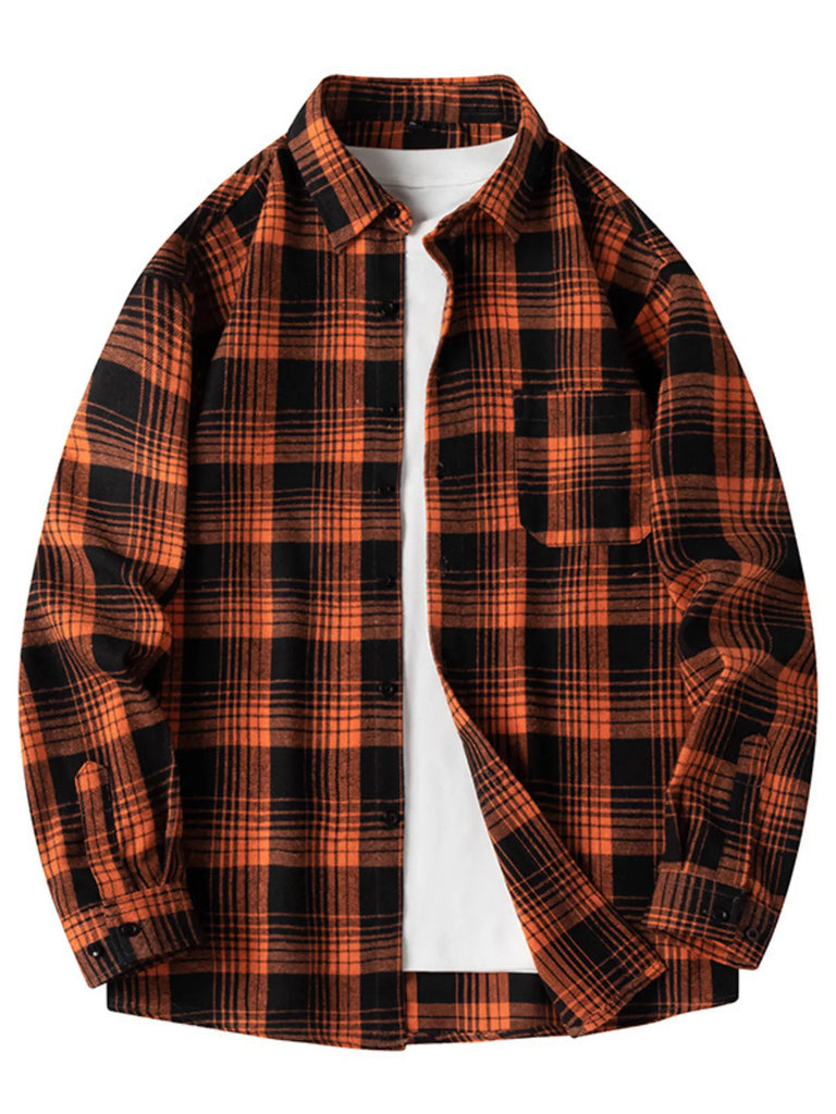 Men's Plus Size Plaid Long Sleeve Shirt