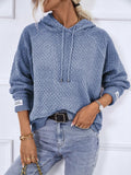 Texture Drawstring Long Sleeve Hooded Sweater thumbnail 11