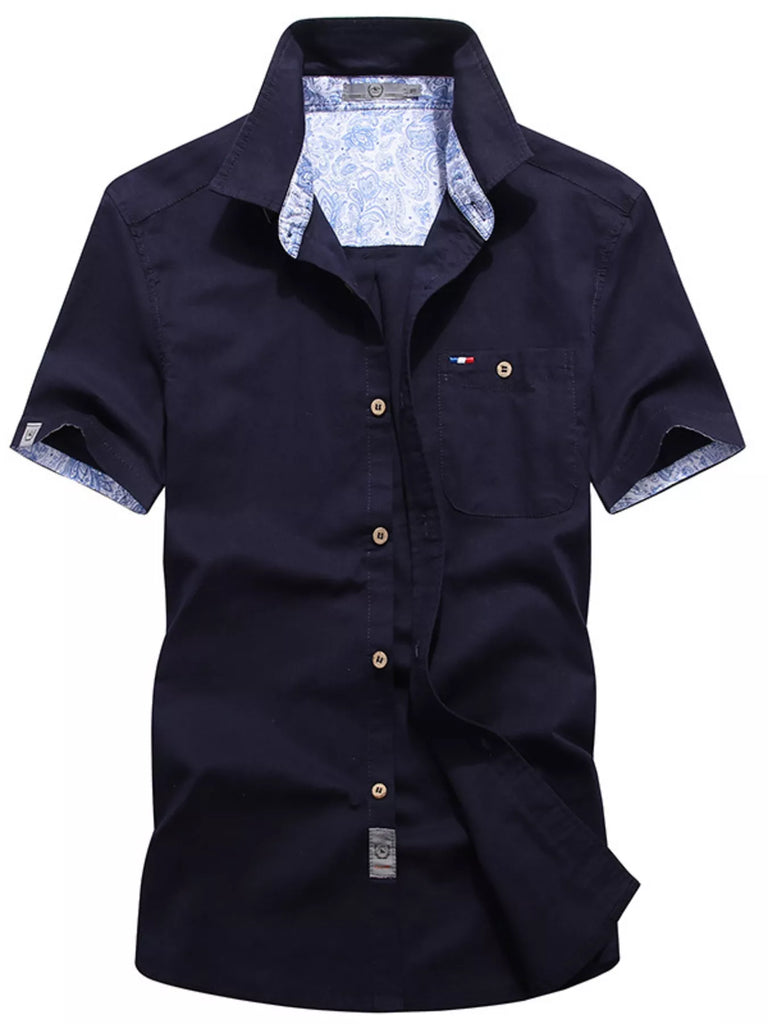 Men's Full Size Button Up Short-Sleeve Casual Shirt Plus Size