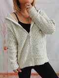 Zip Up Drawstring Long Sleeve Hooded Sweater thumbnail 15