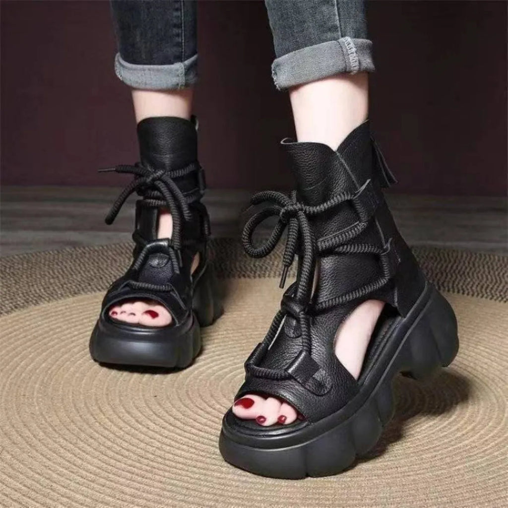 Chunky Platform Lace-Up Sandals