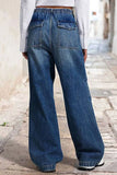 Drawstring Waist Wide Leg Shirred Jeans thumbnail 4