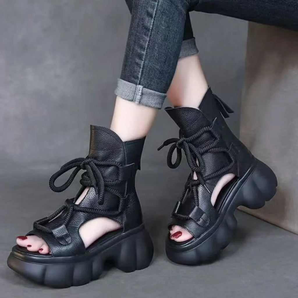 Chunky Platform Lace-Up Sandals