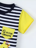 Children's Giraffe Embroidered Striped T-Shirt thumbnail 3