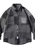 Men's Plus Size Plaid Patchwork Button Up Shacket thumbnail 5