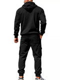 Men's Plus Size Casual Zip-Up Hoodie and Cargo Pants Set thumbnail 8