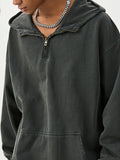 Men's Washed Quarter-Zip Hoodie with Kangaroo Pocket thumbnail 3