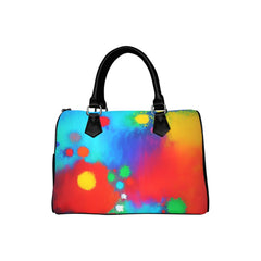 Abstract Art Barrel Type Handbag – Canvas & PU Leather Printed Handbag
