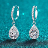 1 Carat 925 Sterling Silver Moissanite Hoop Teardrop Earrings thumbnail 2