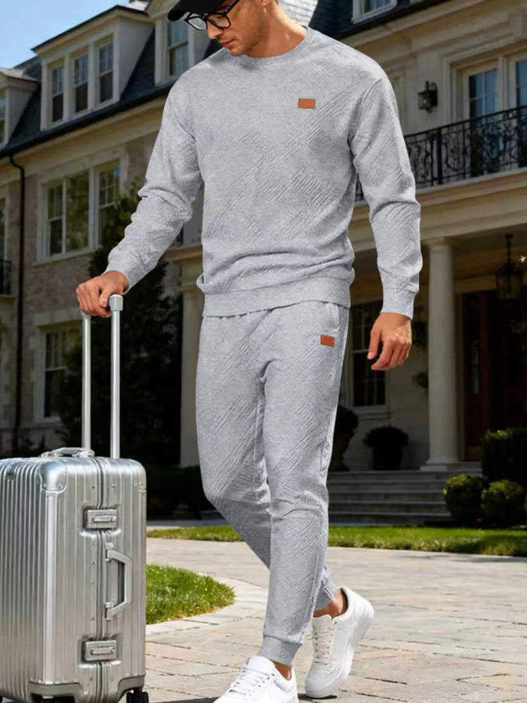 Men's Full Size Casual Textured Top and Pants Set Plus Size