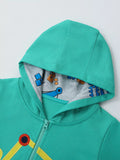 Children's Cartoon Construction Vehicle Zip-Up Hoodie thumbnail 5