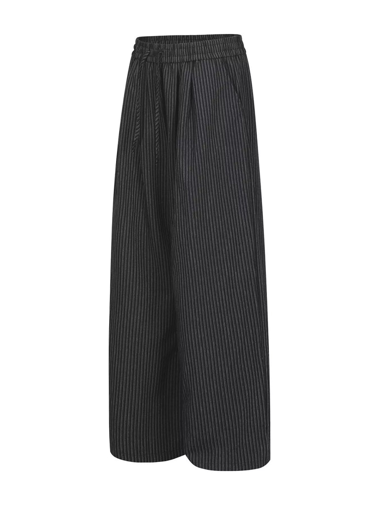 Men's Striped Wide-Leg Drawstring Pants