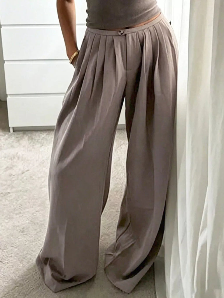 Wide-Leg Pleated Pants