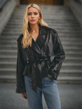 Leather Belted Trench Jacket thumbnail 3
