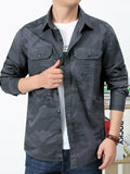 Men's Plus Size Camouflage Print Long Sleeve Shirt thumbnail 5