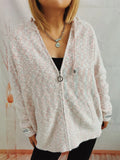 Zip Up Drawstring Long Sleeve Hooded Sweater thumbnail 7