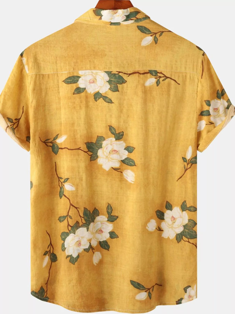 Men's Plus Size Floral Print Short Sleeve Shirt