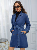 Belted Double-Breasted Denim Jacket thumbnail 1