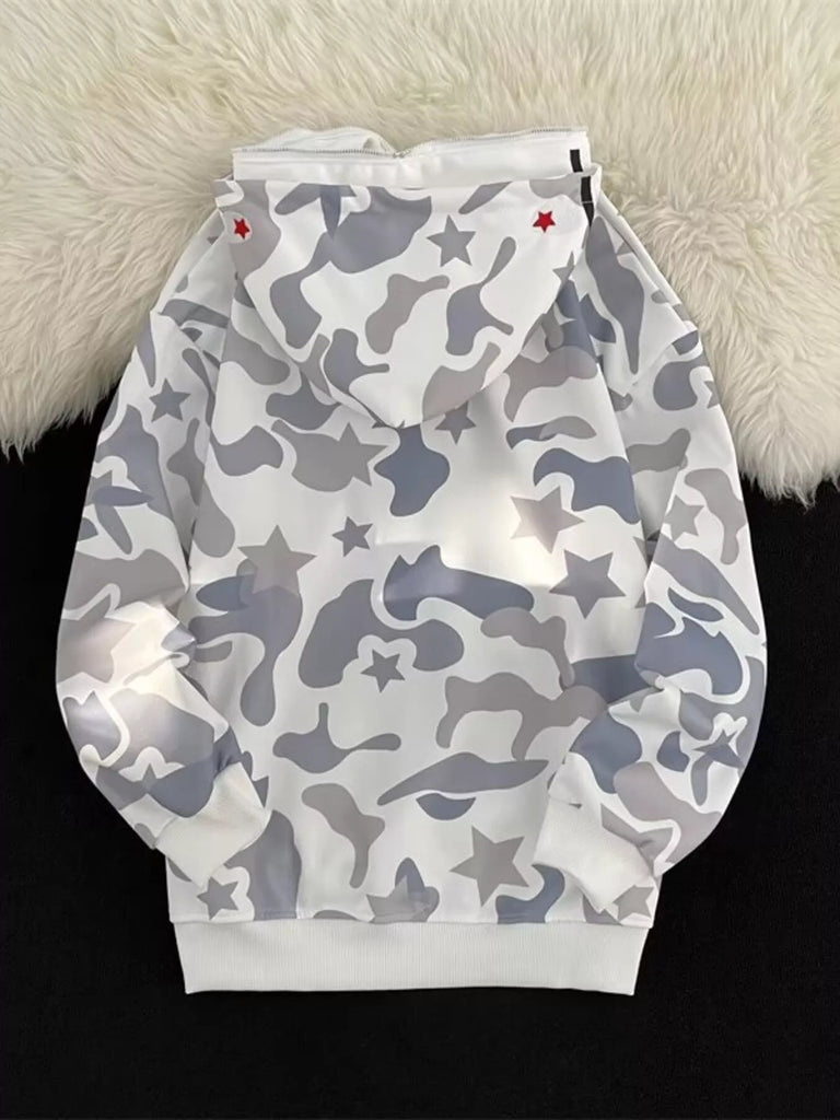 Men's Camo Print Zip-Up Hoodie